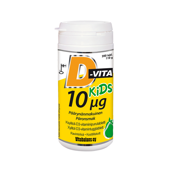 Vitabalans D-Vita 10 ug Kids 200 tabl päärynänmakuinen