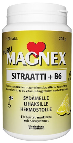 Vitabalans Magnex sitraatti 375 mg + B6 100 tabl sitruunanmakuinen 205g