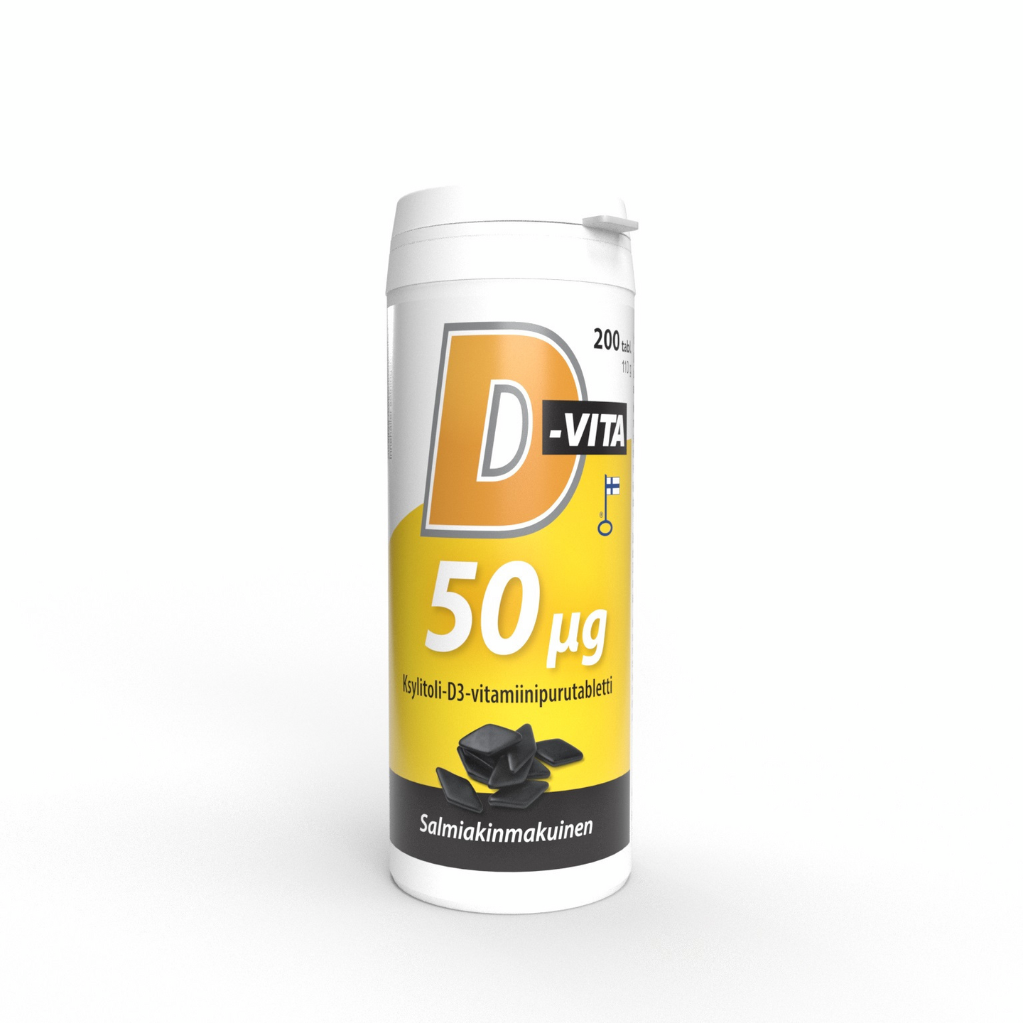 Vitabalans D-Vita 50ug Ksylitoli D3 vitamiinipurutabletti 200tabl salmiakinmakuinen