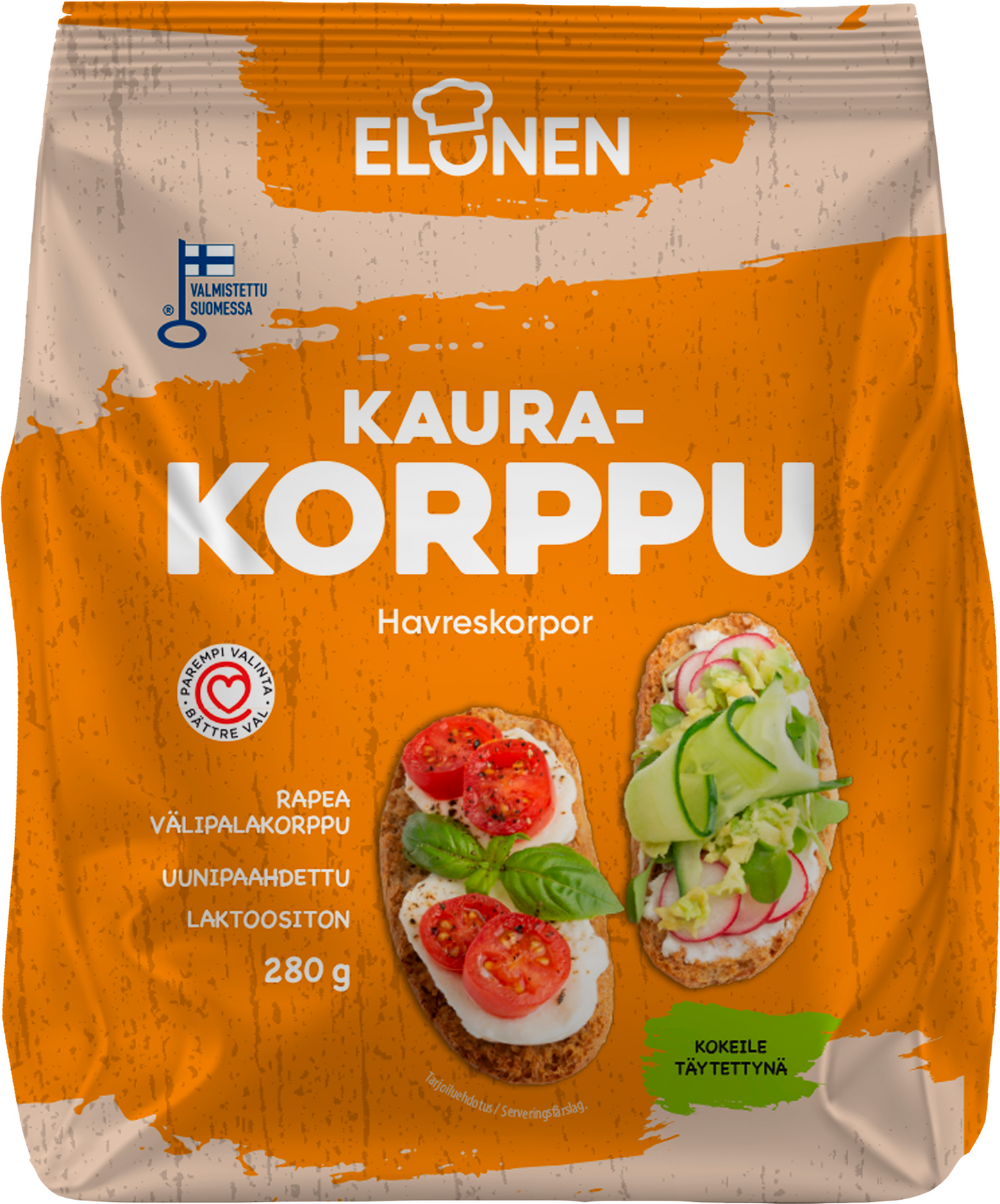 Elonen Kaurakorppu 280g laktoositon