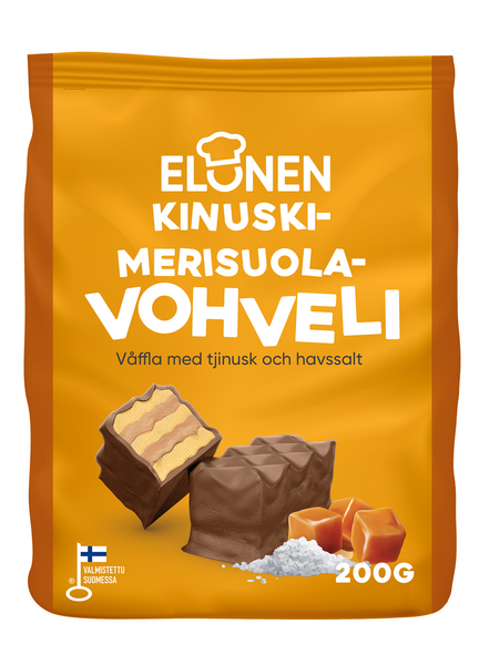 Elonen kinuski-merisuola maitosuklaavohveli 200g QPA