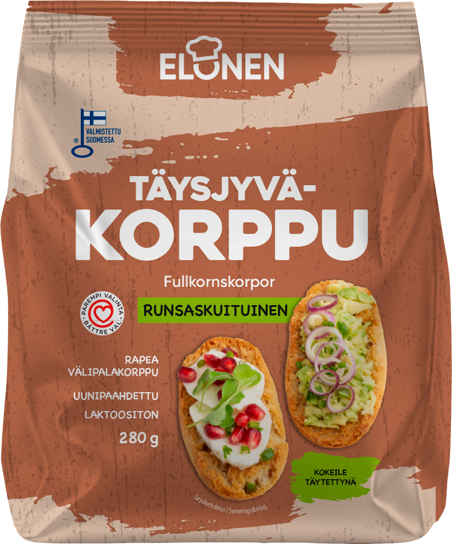 Elonen Täysjyväkorppu 280g laktoositon