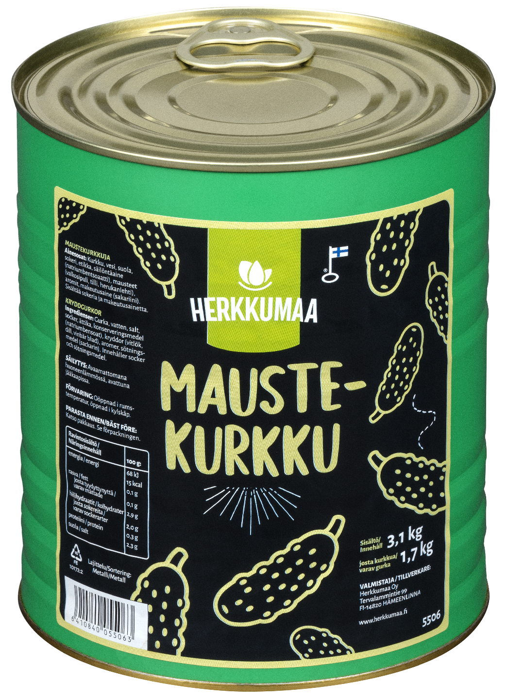 Herkkumaa maustekurkku 3,1kg/1,7kg