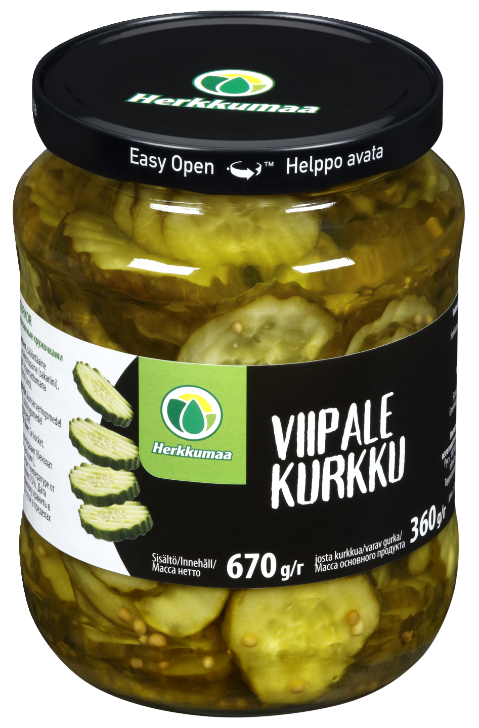 Herkkumaa Viipalekurkkuja 670g/360g