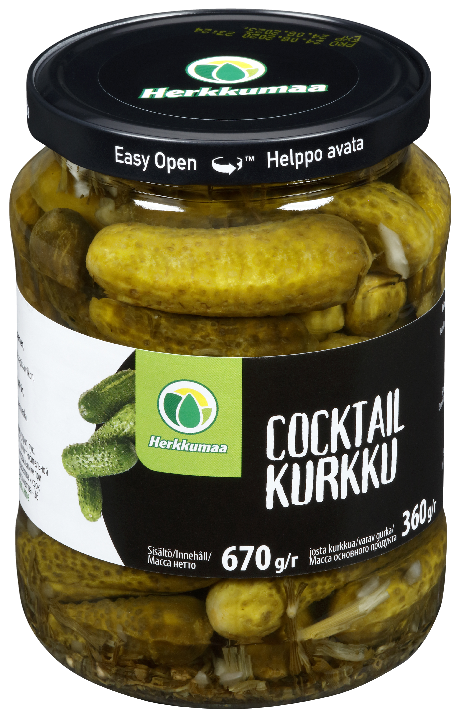 Herkkumaa Cocktailkurkku 670g/360g