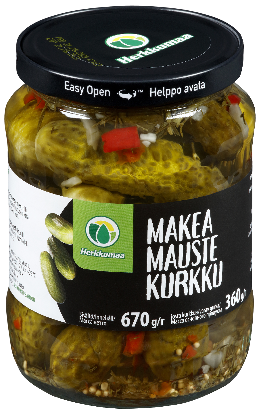 Herkkumaa Makeita maustekurkkuja 670g/360g