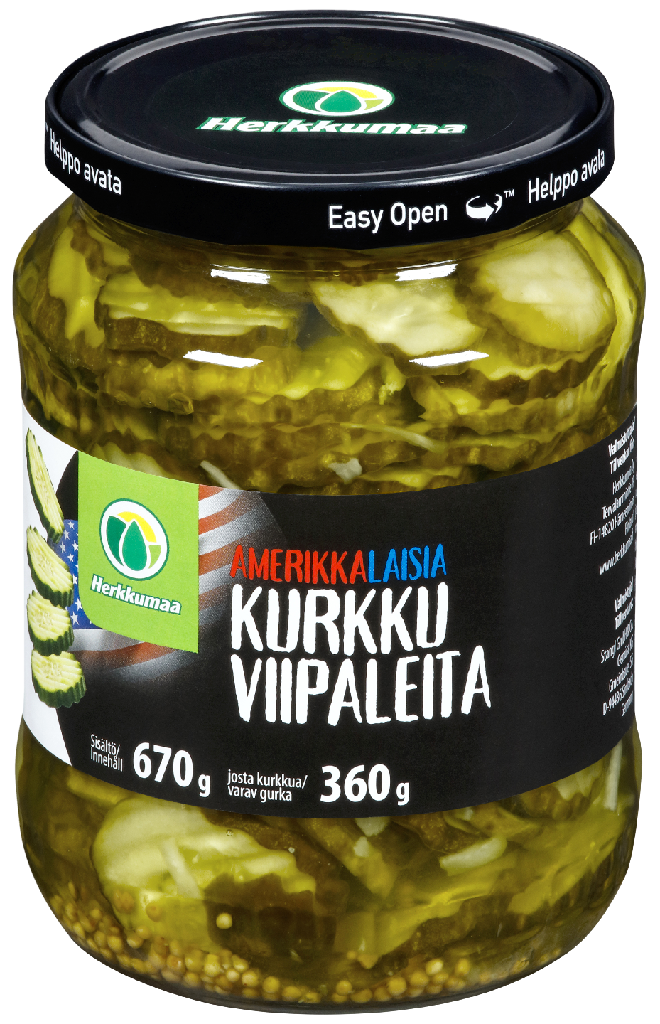 Herkkumaa Amerikkalaisia kurkkuviipaleita 670g/360g