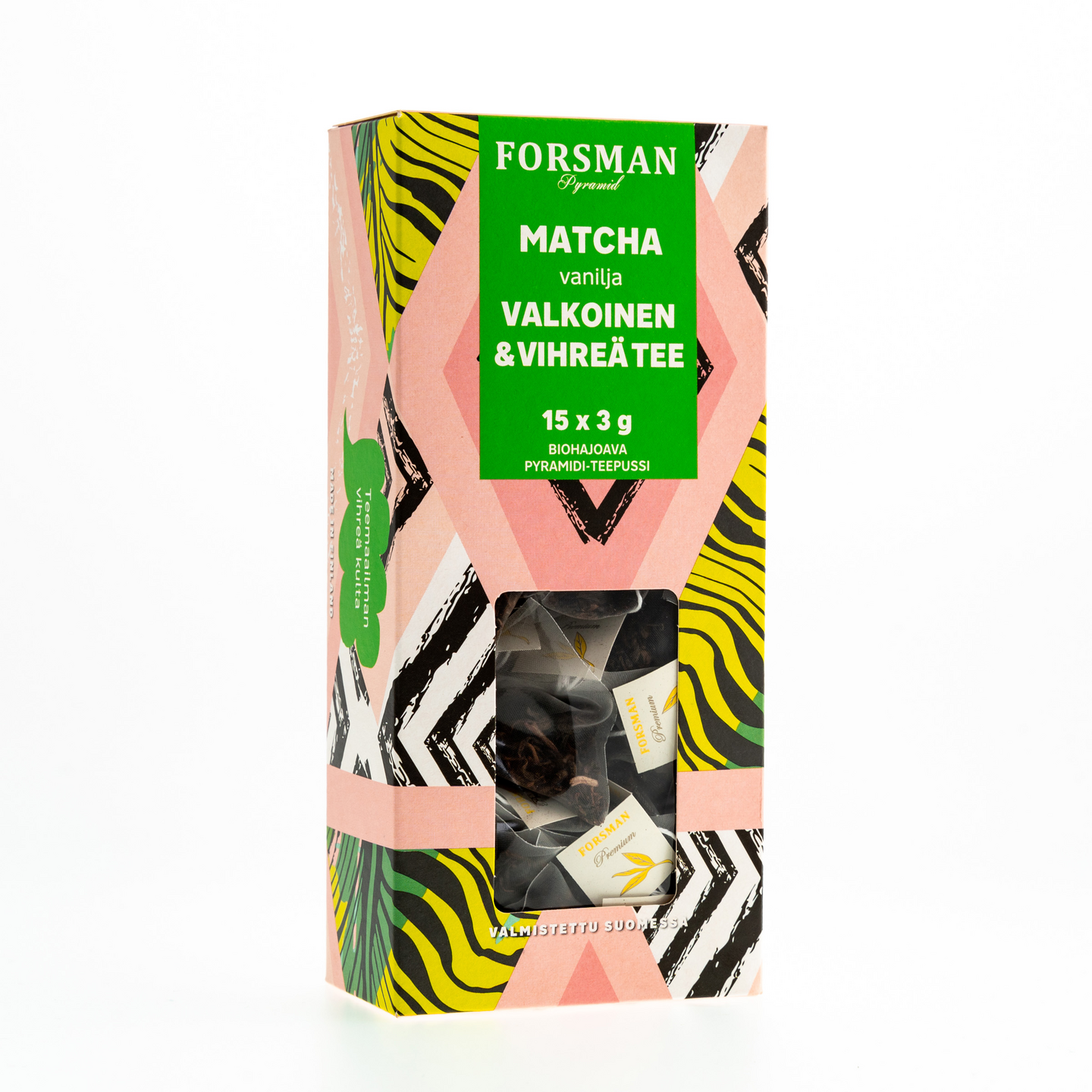 Forsman pyramid 15ps Matcha vanilja valkoinen & vihreä tee