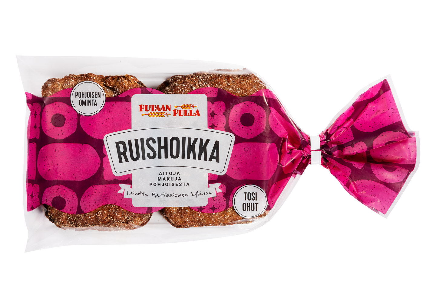 PutaanPulla Ruishoikka 6 kpl/200g halkaistu täysjyväruispalaleipä