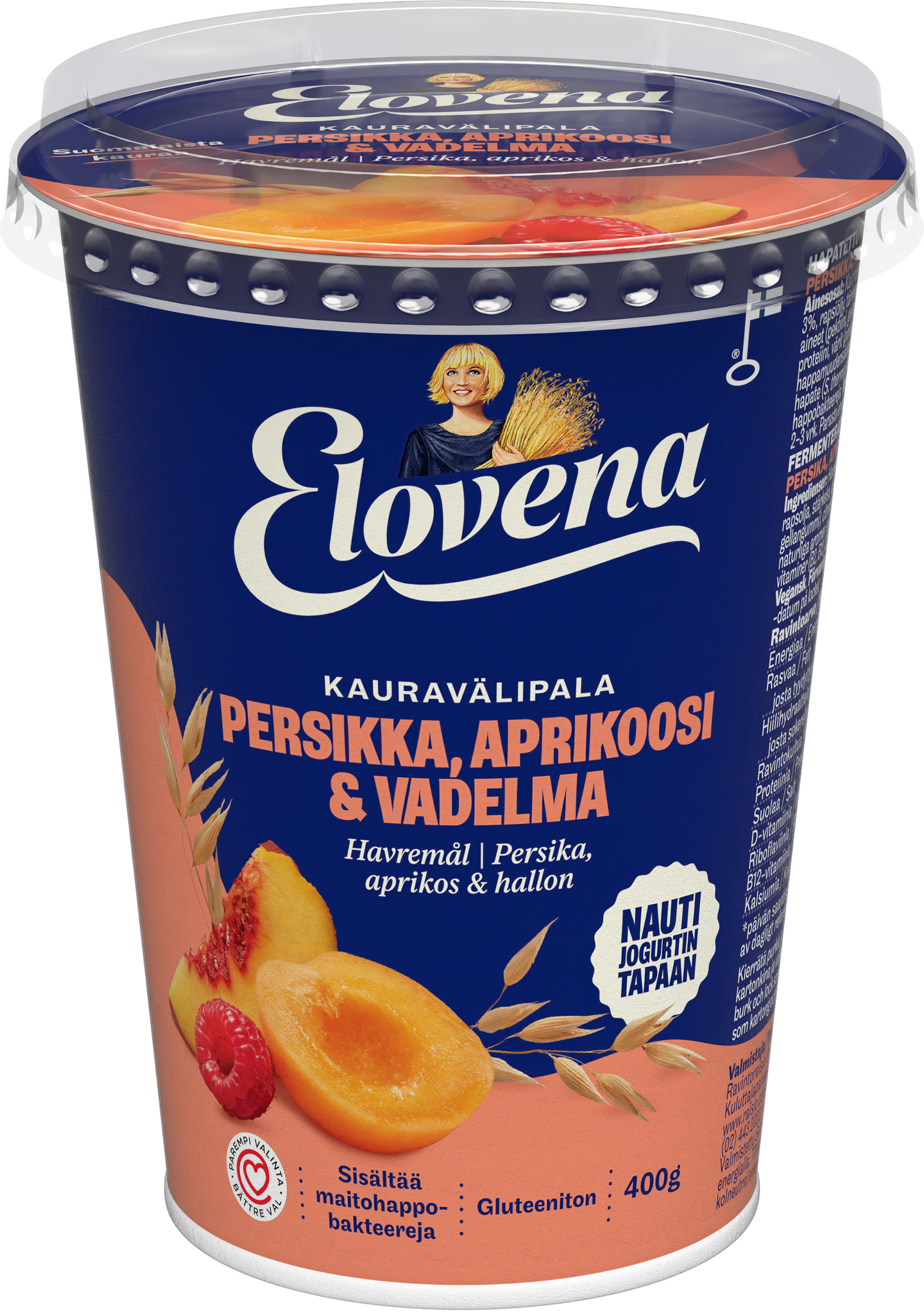 Elovena kauragurtti 400g persikka-aprikoosi-vadelma gluteeniton