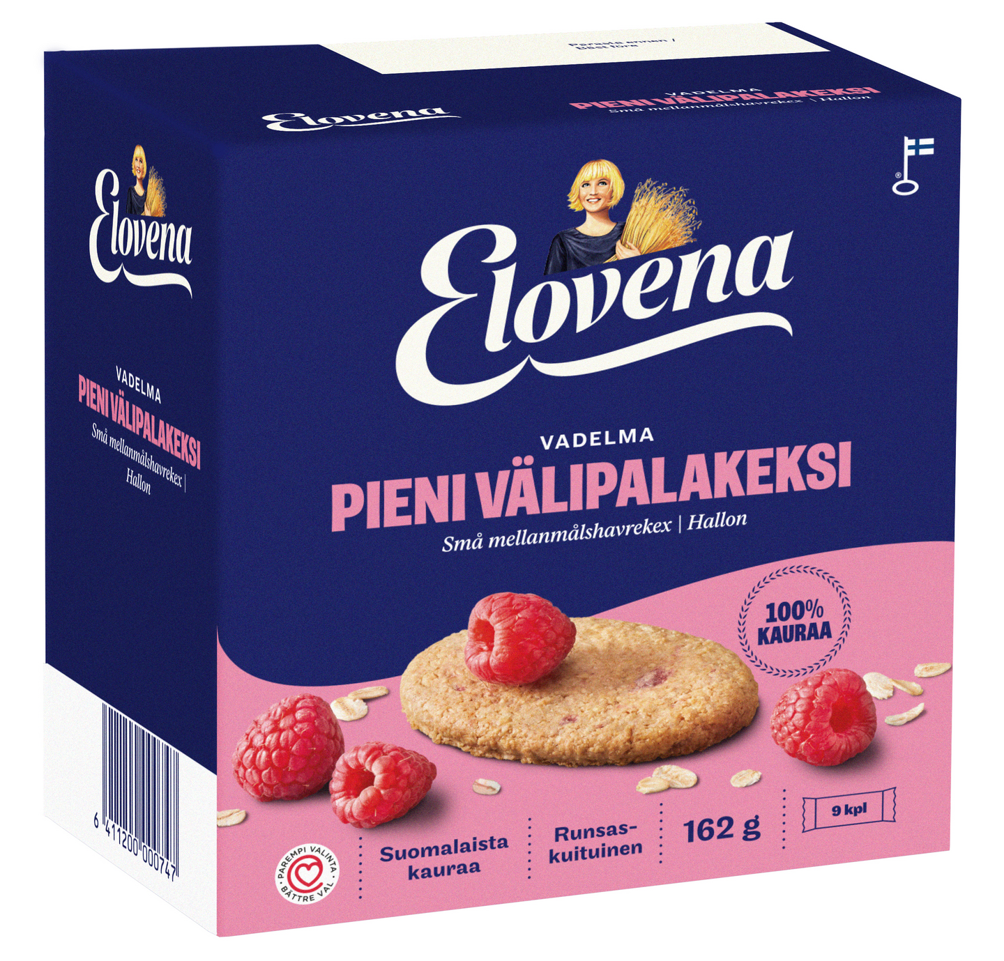 Elovena pieni välipalakeksi 9x18g vadelma 100% kauraa