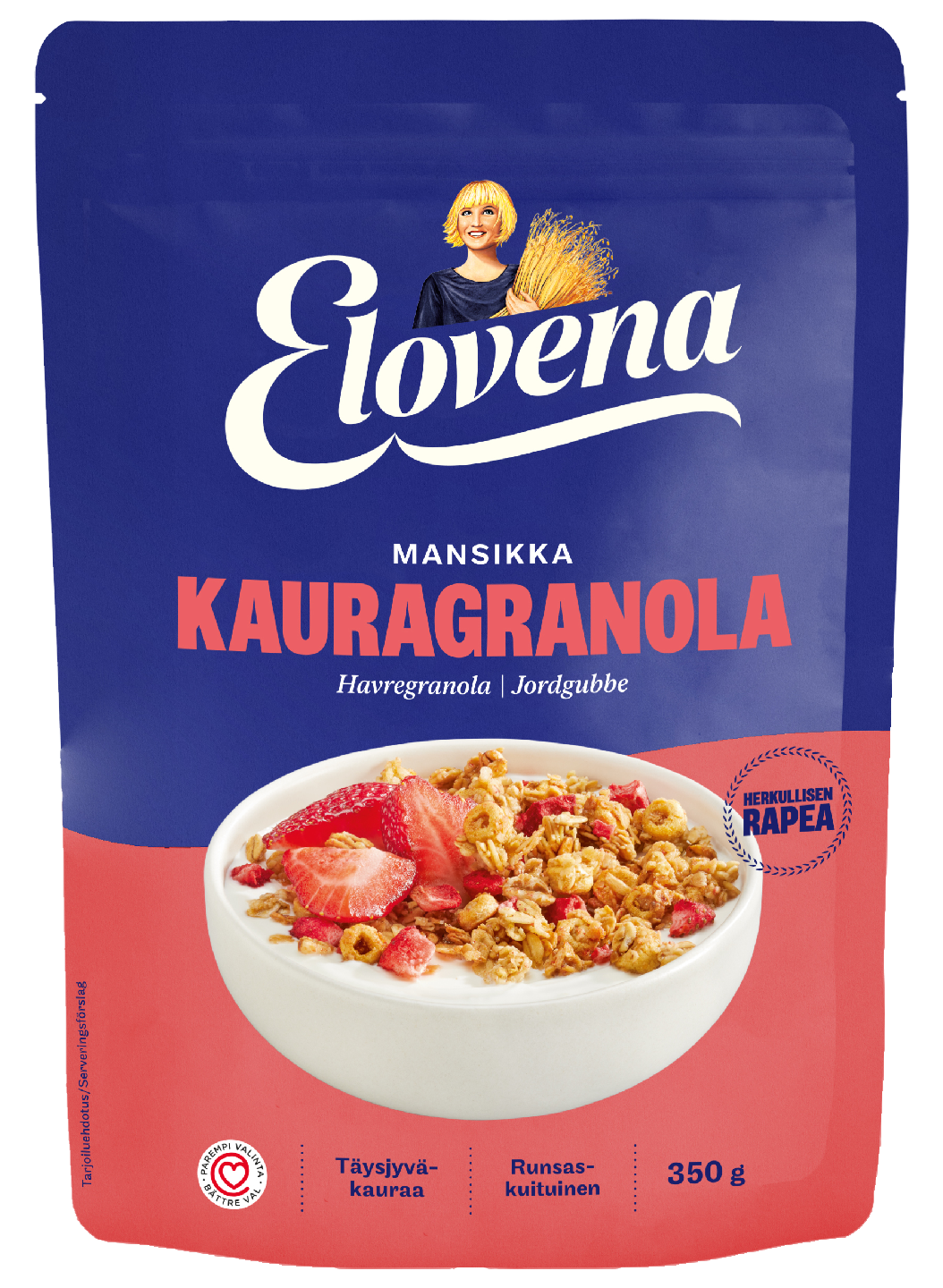 Elovena kauragranola 350g mansikka