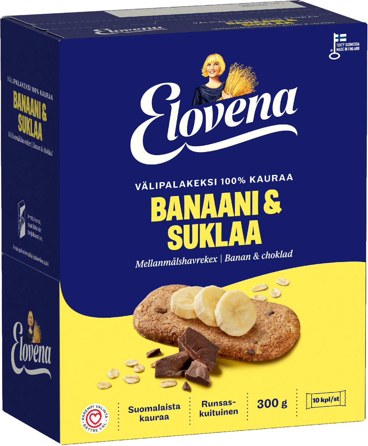 Elovena välipalakeksi 10x30g banaani-suklaa