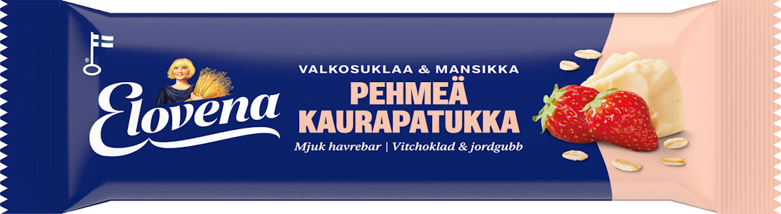 Elovena pehmeä kaurapatukka 30g valkosuklaa-mansikka