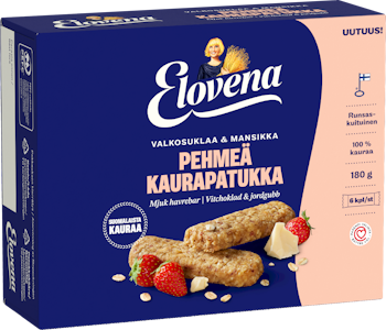 Elovena pehmeä kaurapatukka 6x30g valkosuklaa-mansikka