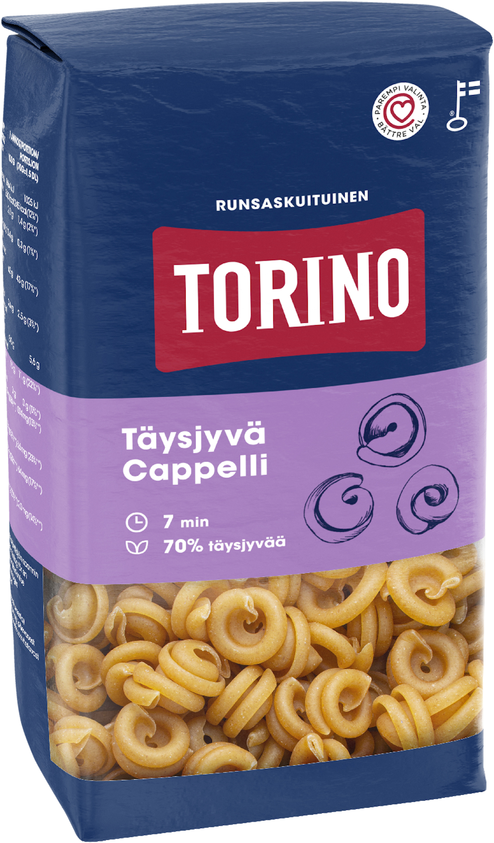 Torino täysjyvä cappelli pasta 500 g — HoReCa-tukku Kespro