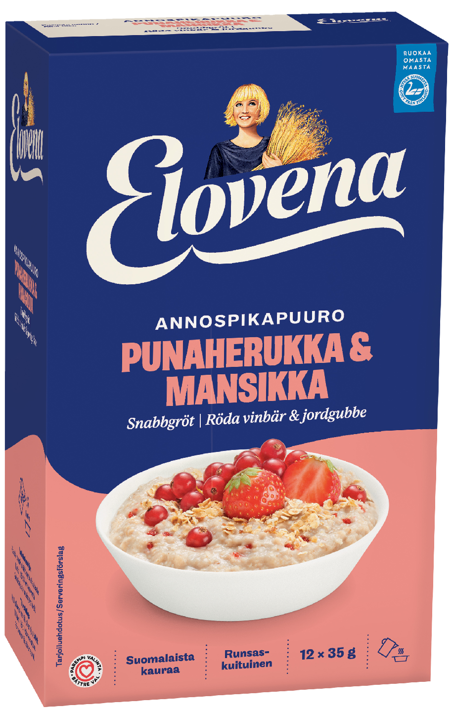 Elovena 12x35g annospikapuuro punaherukka-mansikka