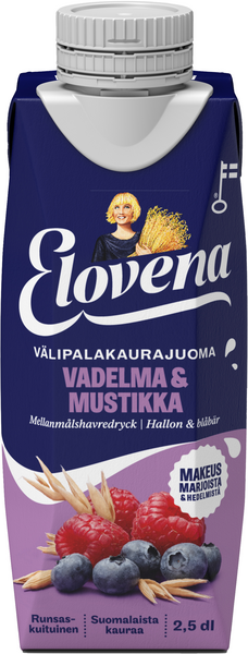 Elovena välipalakaurajuoma 2,5dl vadelma-mustikka