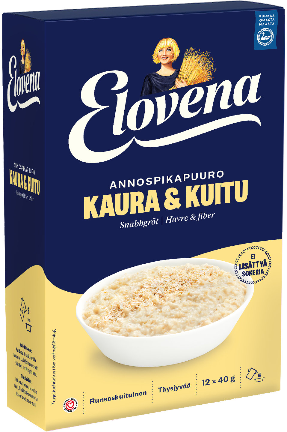 Elovena 12x40g annospikapuuro kaura ja kuitu