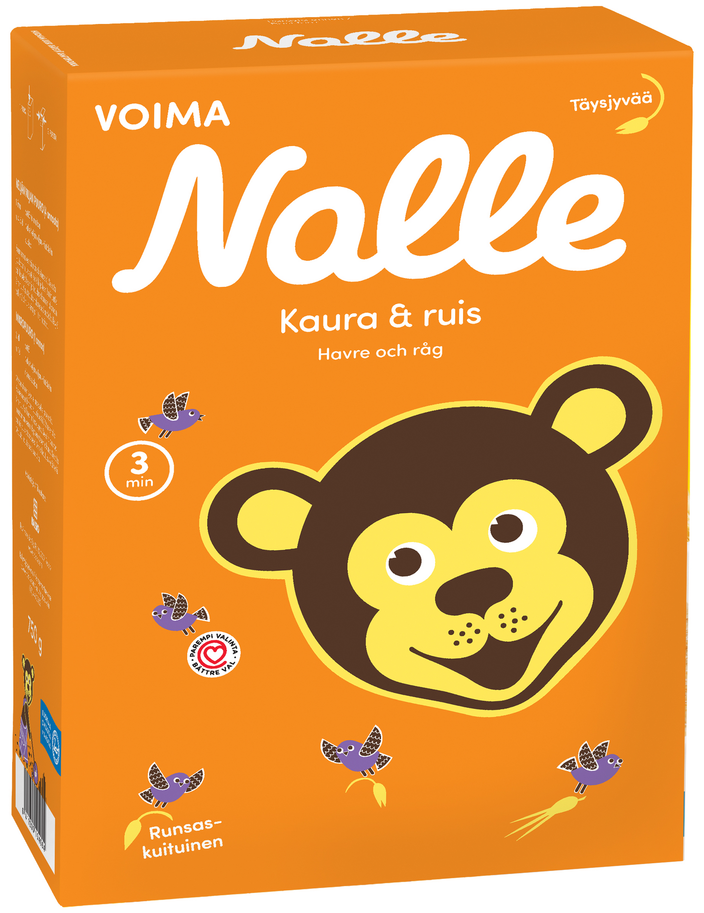 Nalle 750g kaura ja ruis täysjyväkaurahiutale ja ruislese