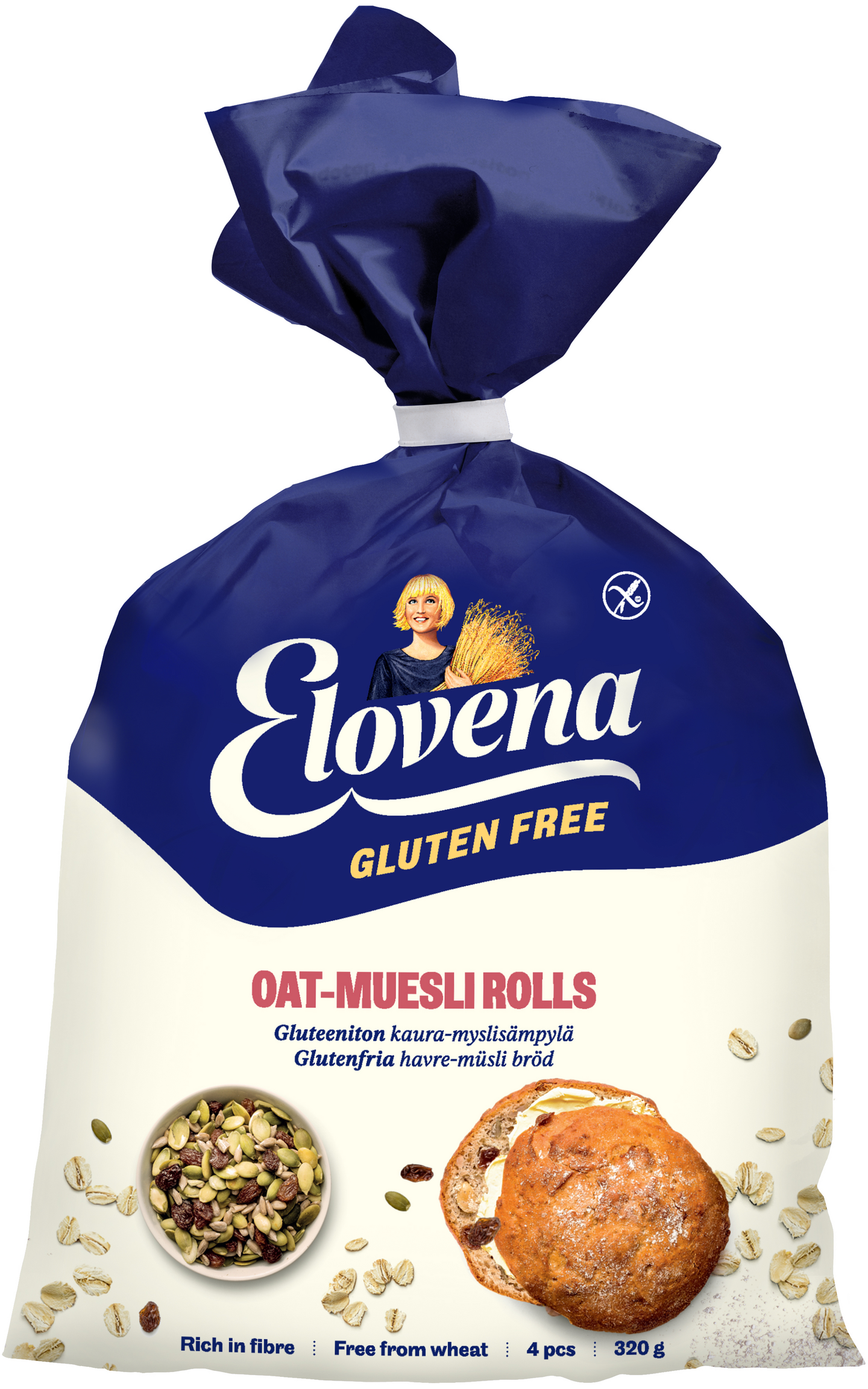 Elovena gluteenittomat kaura-myslisämpylät 4kpl/320 g pakaste