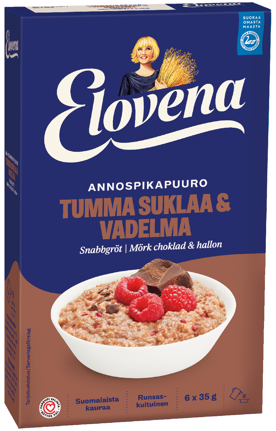 Elovena 6x35g annospikapuuro tumma suklaa-vadelma