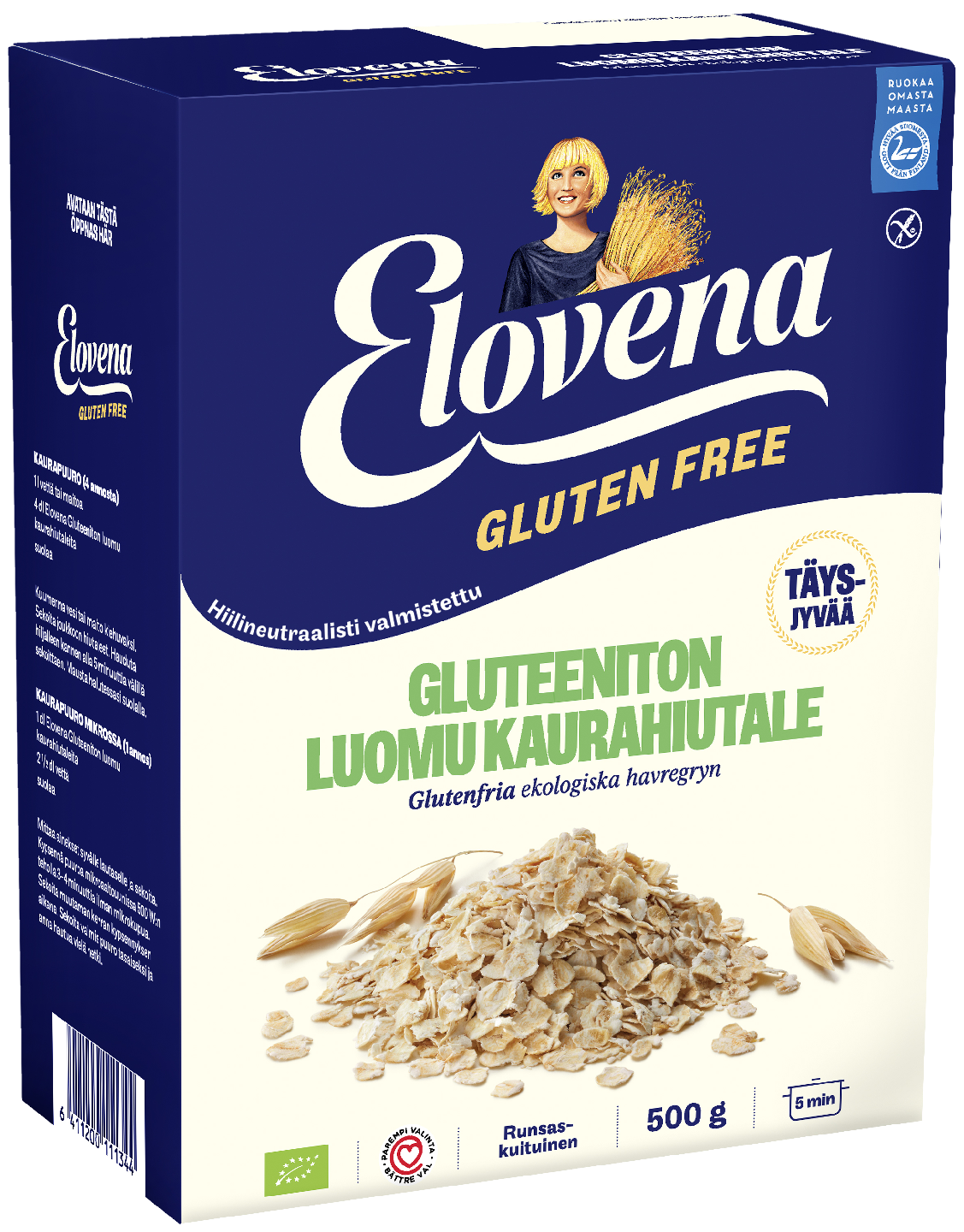 Elovena Gluteeniton Luomu kaurahiutale 500g