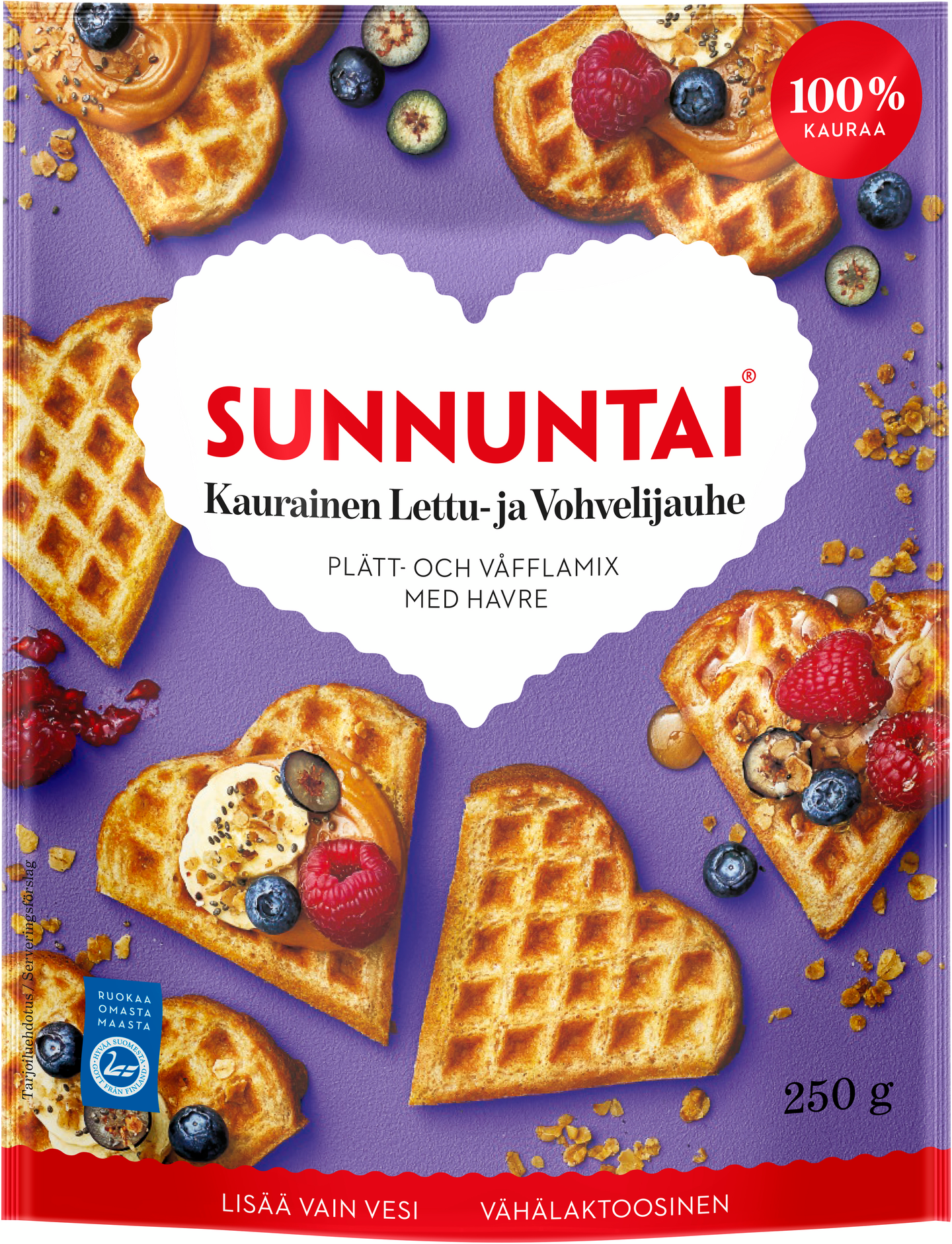 Sunnuntai Kaurainen Lettu- ja Vohvelijauho 100% kauraa 250g