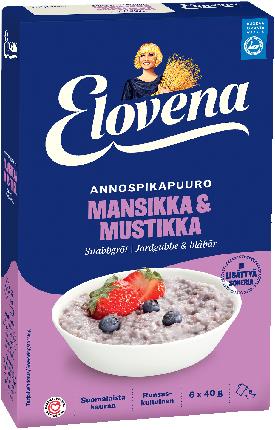 Elovena 6x40g mustikka mansikka