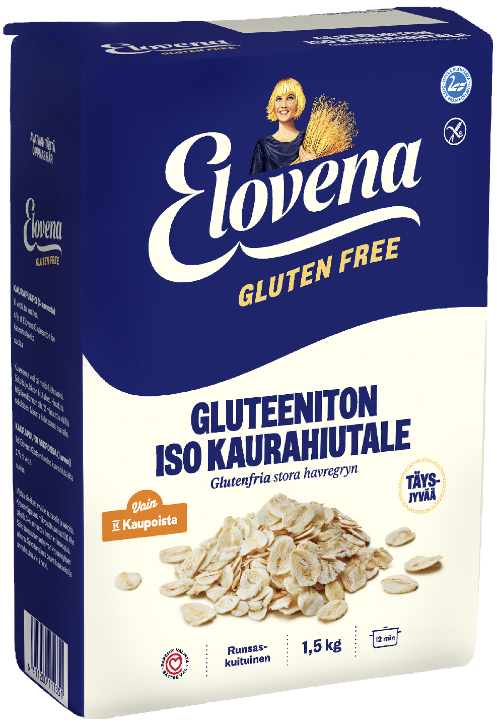 Elovena Gluteeniton iso täysjyvä kaurahiutale 1,5kg