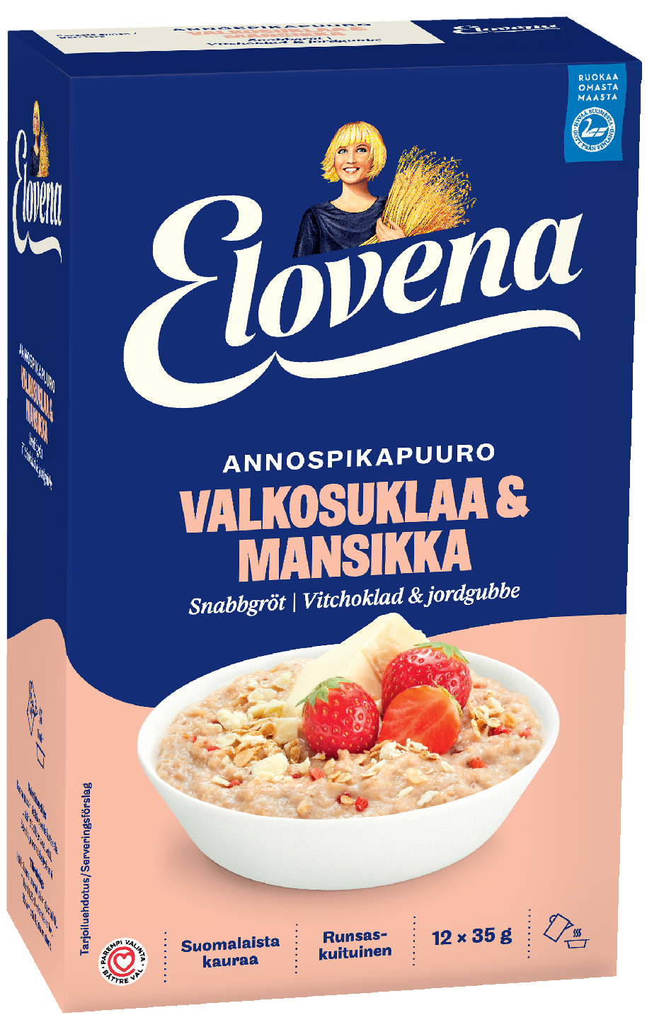 Elovena 12x35g annospikapuuro valkosuklaa & mansikka