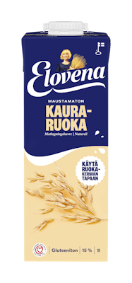 Elovena maustamaton kauraruoka, käytetään ruokakerman tapaan 1l gluteeniton