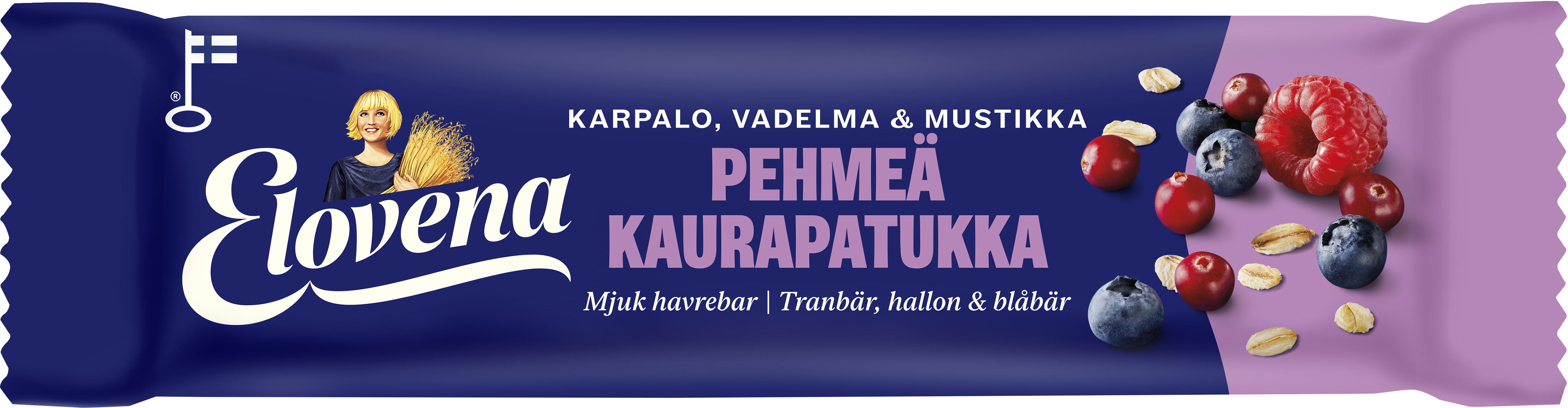 Elovena pehmeä kaurapatukka karpalo-vadelma-mustikka 60x30g