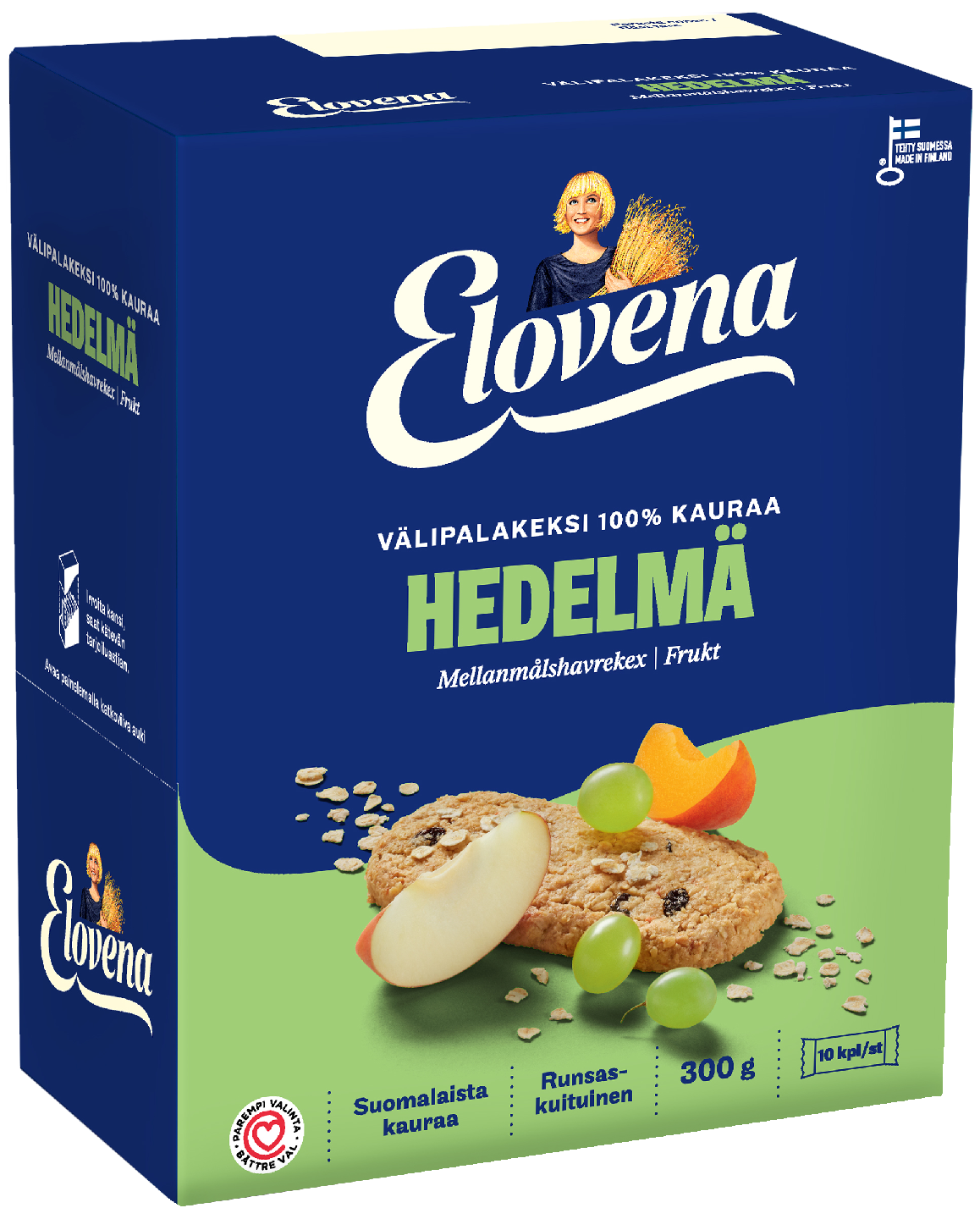 Elovena välipalakeksi 10x30g kaura hedelmä