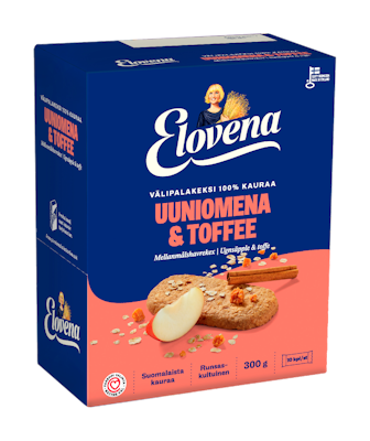 Elovena välipalakeksi 10x30g Uuniomena & Toffee