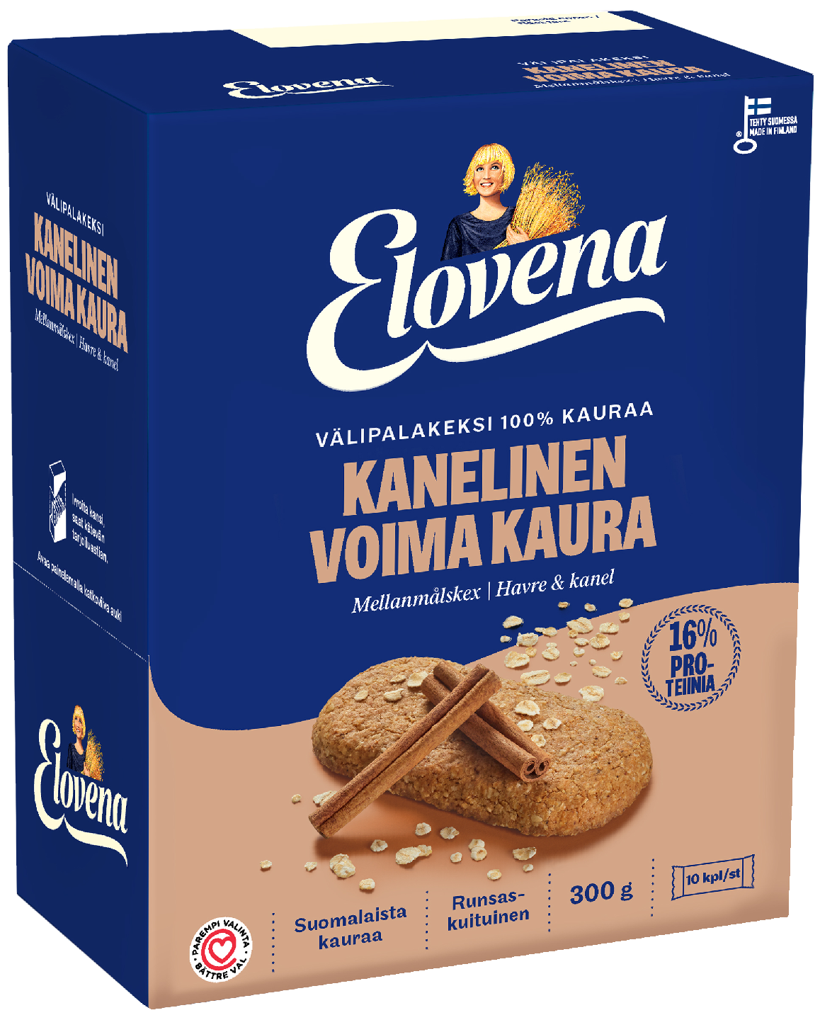 Elovena 10X30g kanelinen voimakaura välipalakeksi 100% kauraa