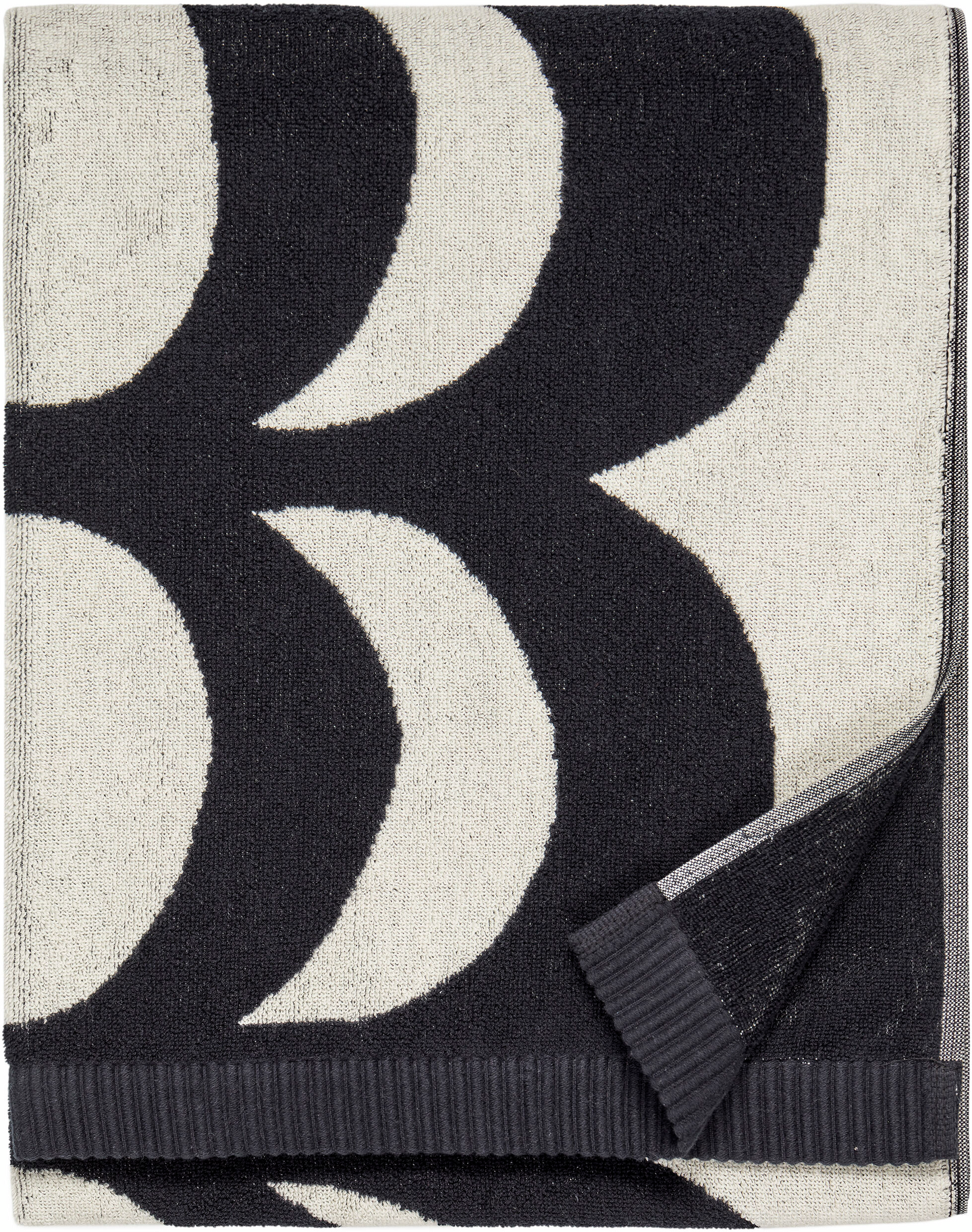 Marimekko Kaivo kylpypyyhe 70x140 cm musta-valkoinen