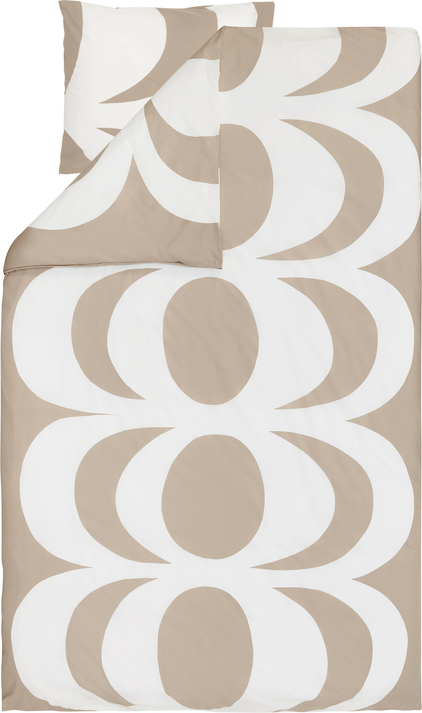 Marimekko Kaivo pussilakanasetti 150x210 cm + 50x60 cm beige-valkoinen