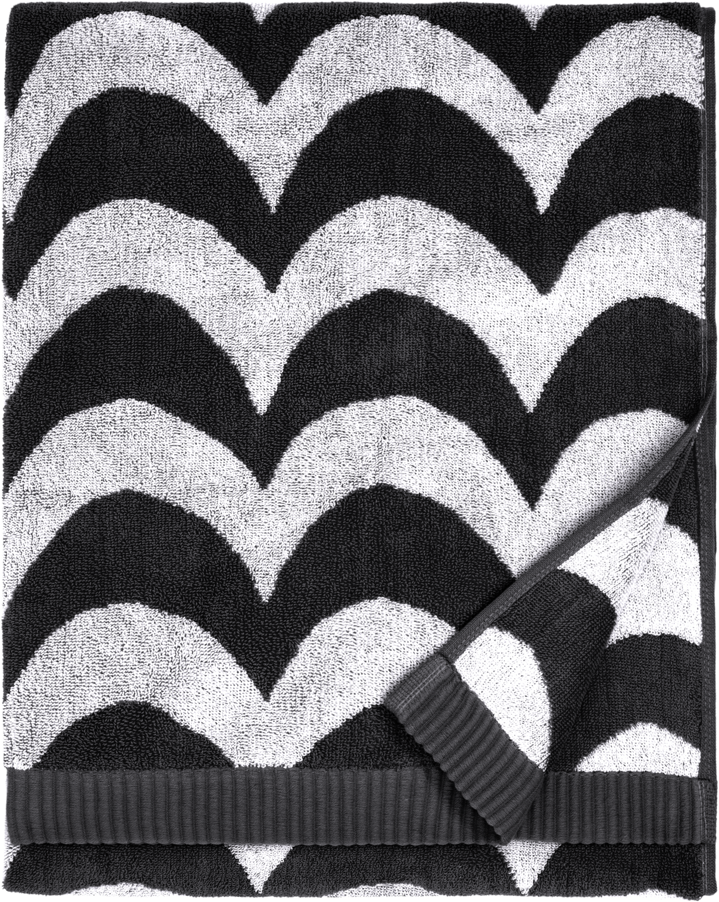 Marimekko Laine kylpypyyhe 70x140cm musta-valkoinen