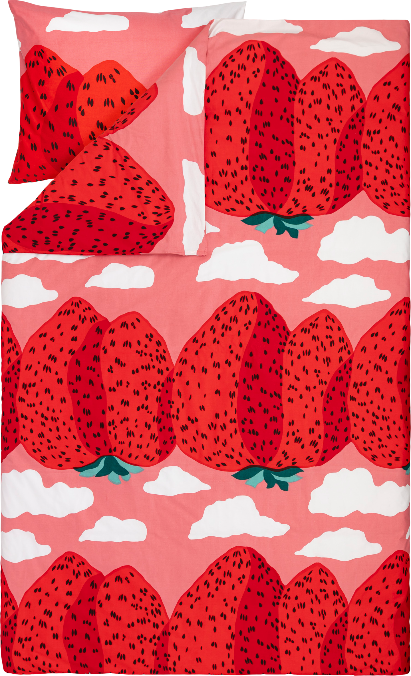 Marimekko Mansikkavuoret pussilakanasetti 150x210 cm vaaleanpunainen