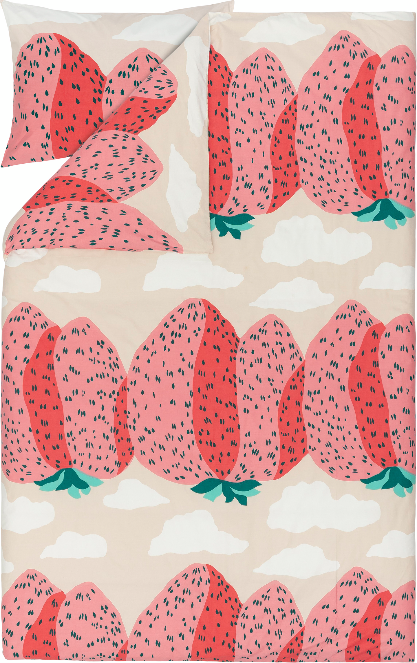 Marimekko Mansikkavuoret pussilakanasetti 150x210 cm beige