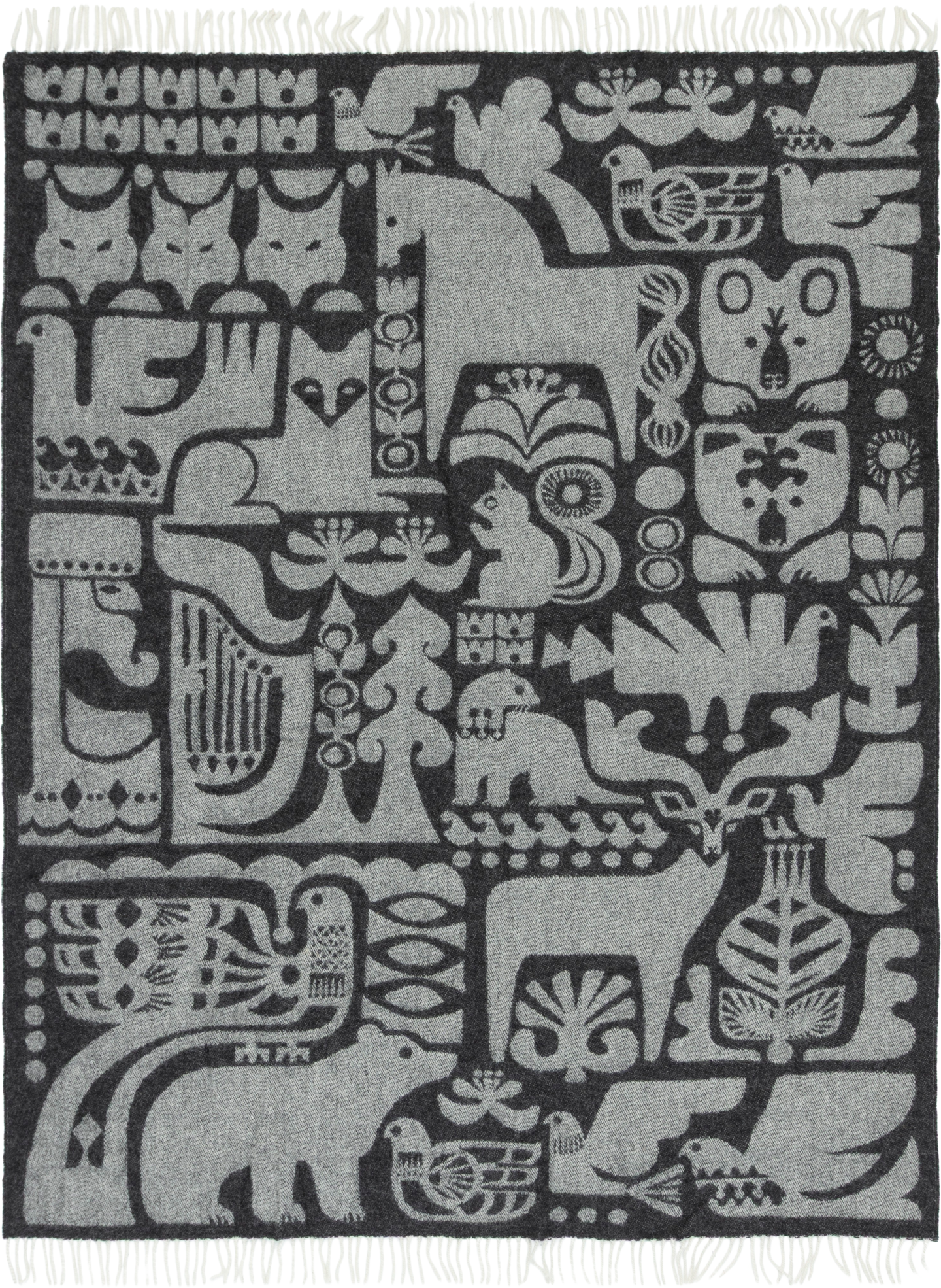 Marimekko Kanteleen kutsu huopa 130x170 cm musta-valkoinen