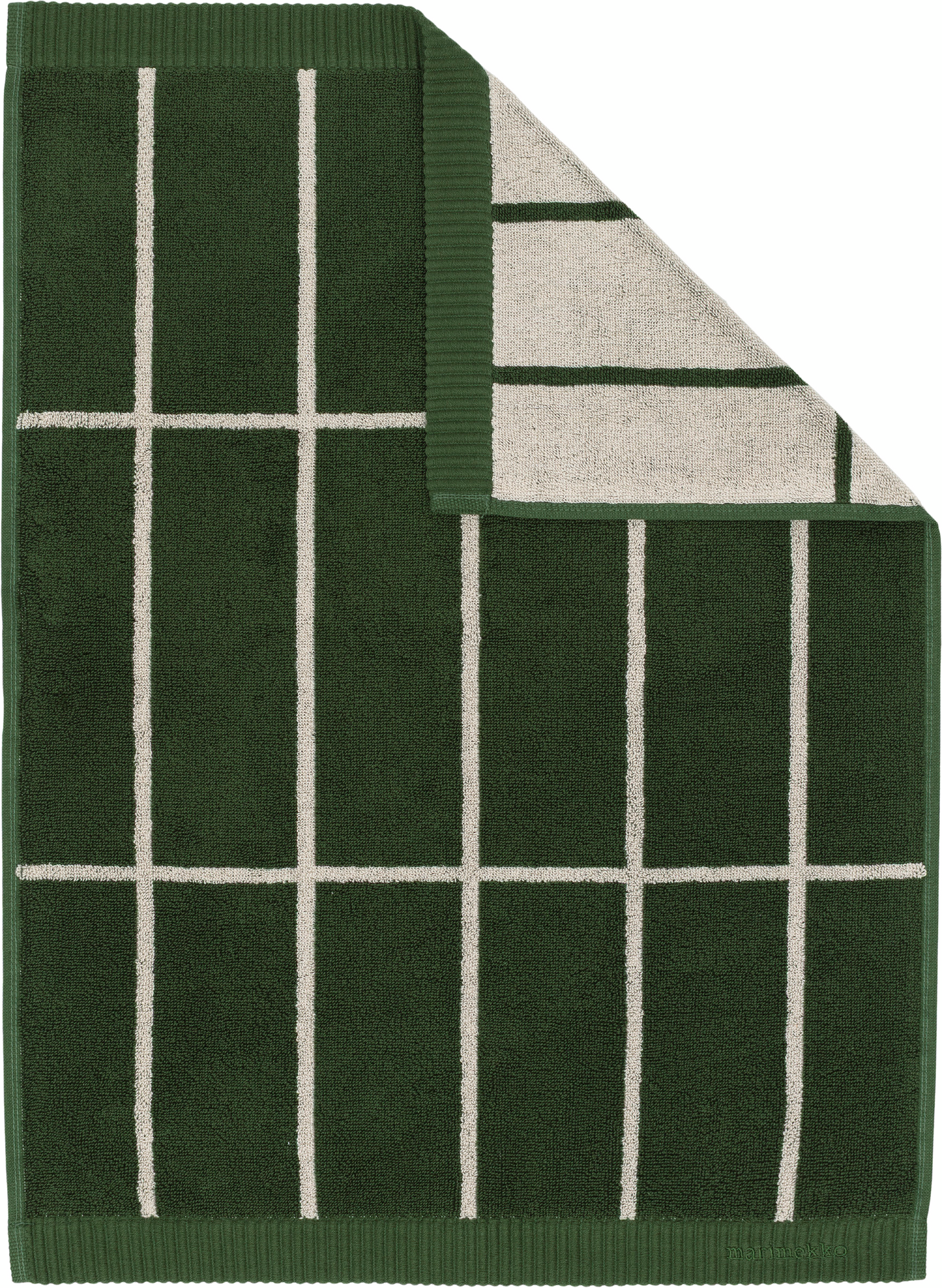 Marimekko Tiiliskivi pyyhe 50x70 cm vihreä-vaalea beige
