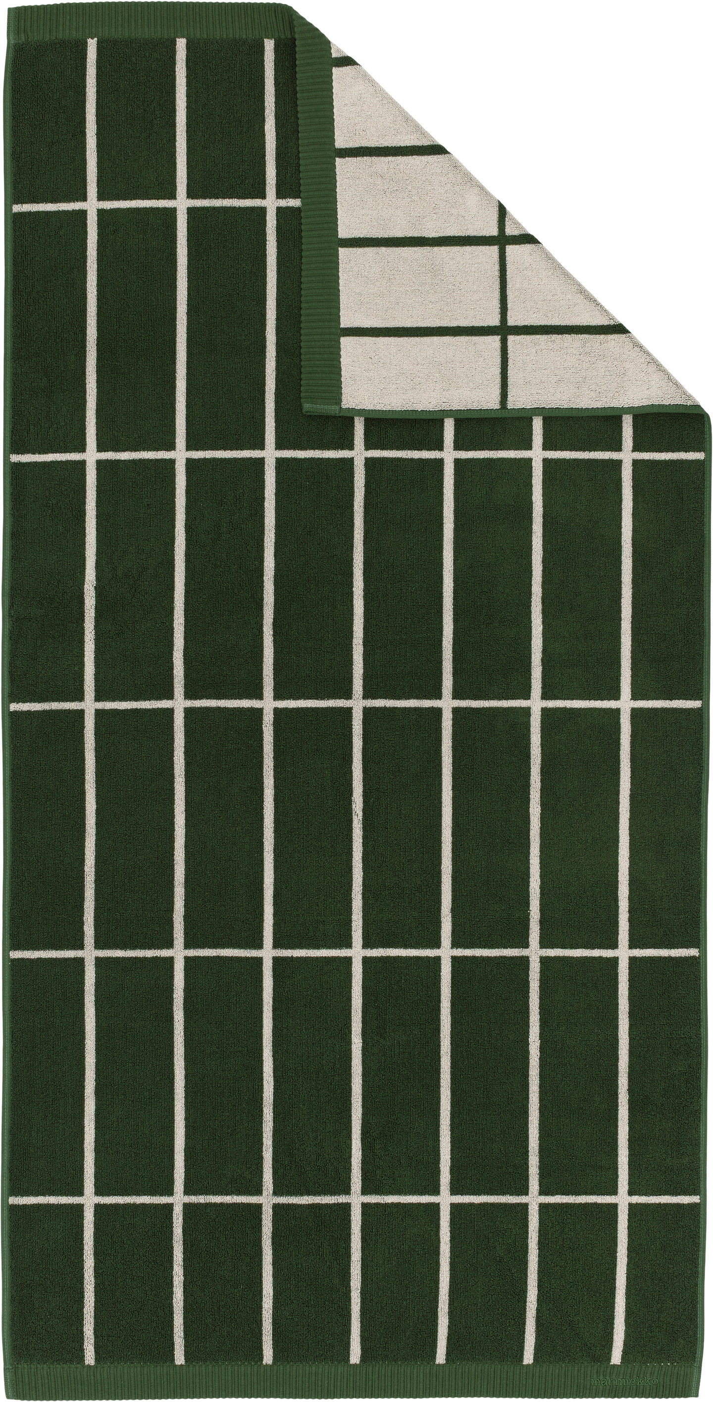 Marimekko Tiiliskivi pyyhe 70x140 cm vihreä-vaalea beige