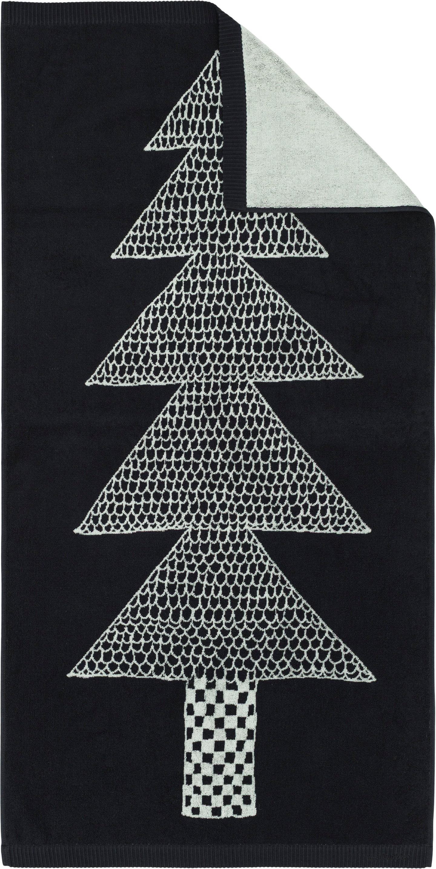 Marimekko Kuusikossa kylpypyyhe 70x140 cm musta-valkoinen