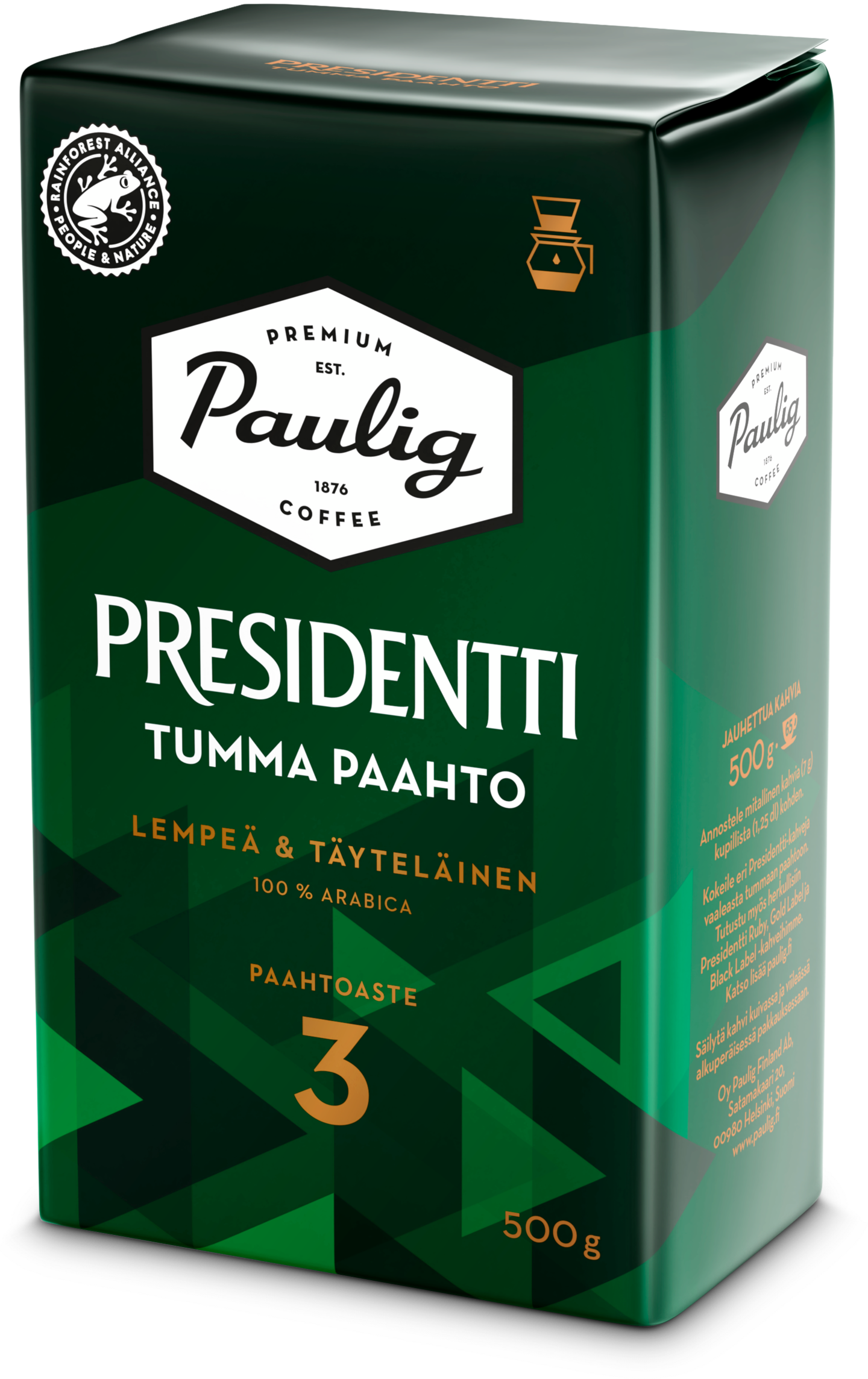 Presidentti Tumma Paahto kahvi 500g suodatinjauhettu RFA