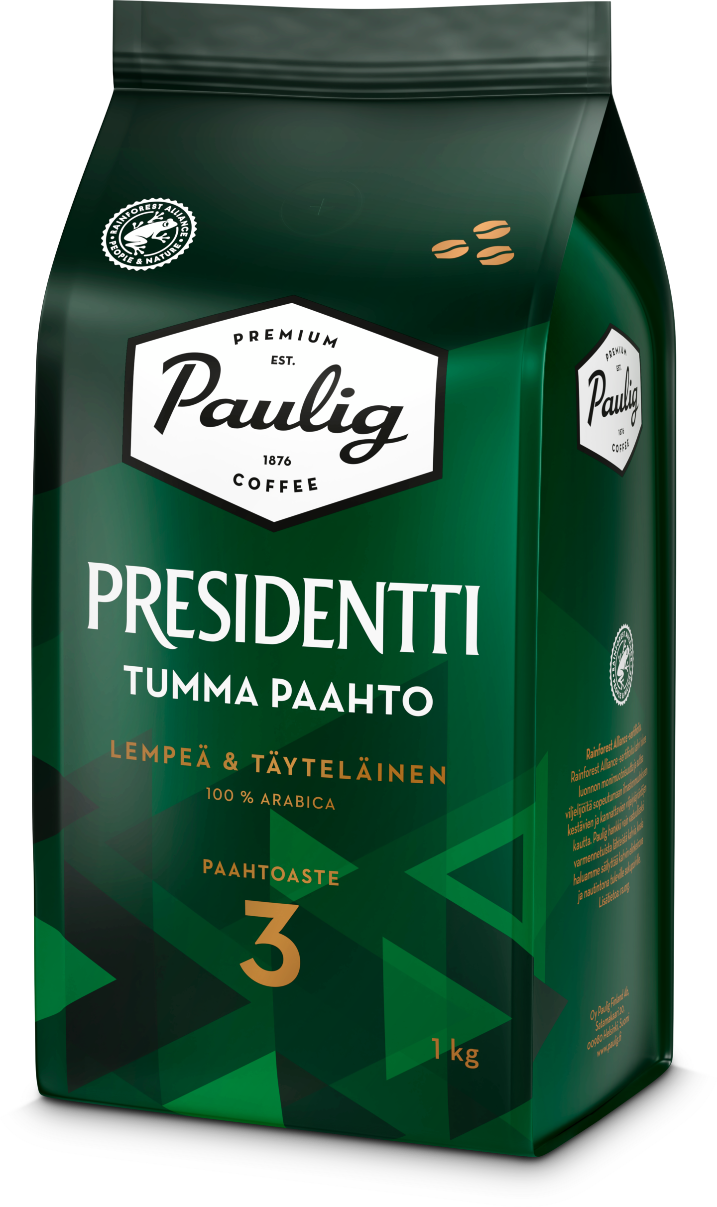 Presidentti Tumma Paahto kahvi 1kg papu