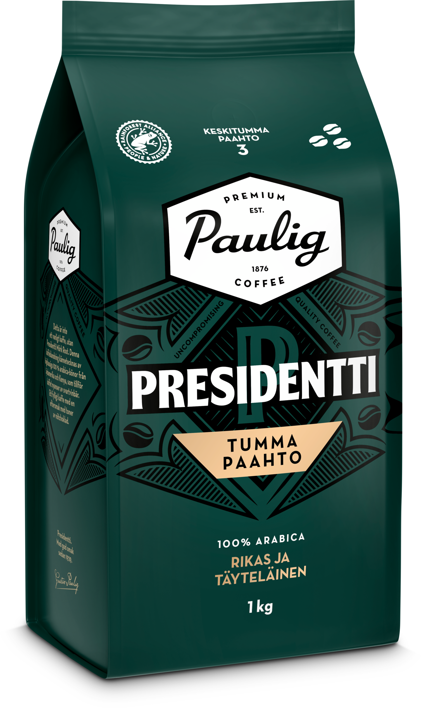 Presidentti Tumma Paahto kahvi 1kg papu