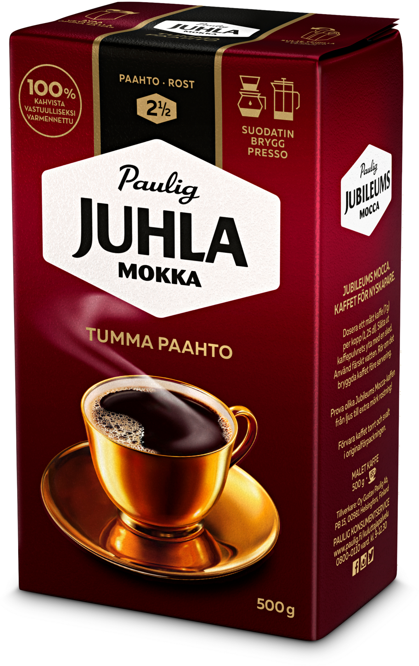 Juhla Mokka kahvi 500g tummapaahto hj PUOLILAVA