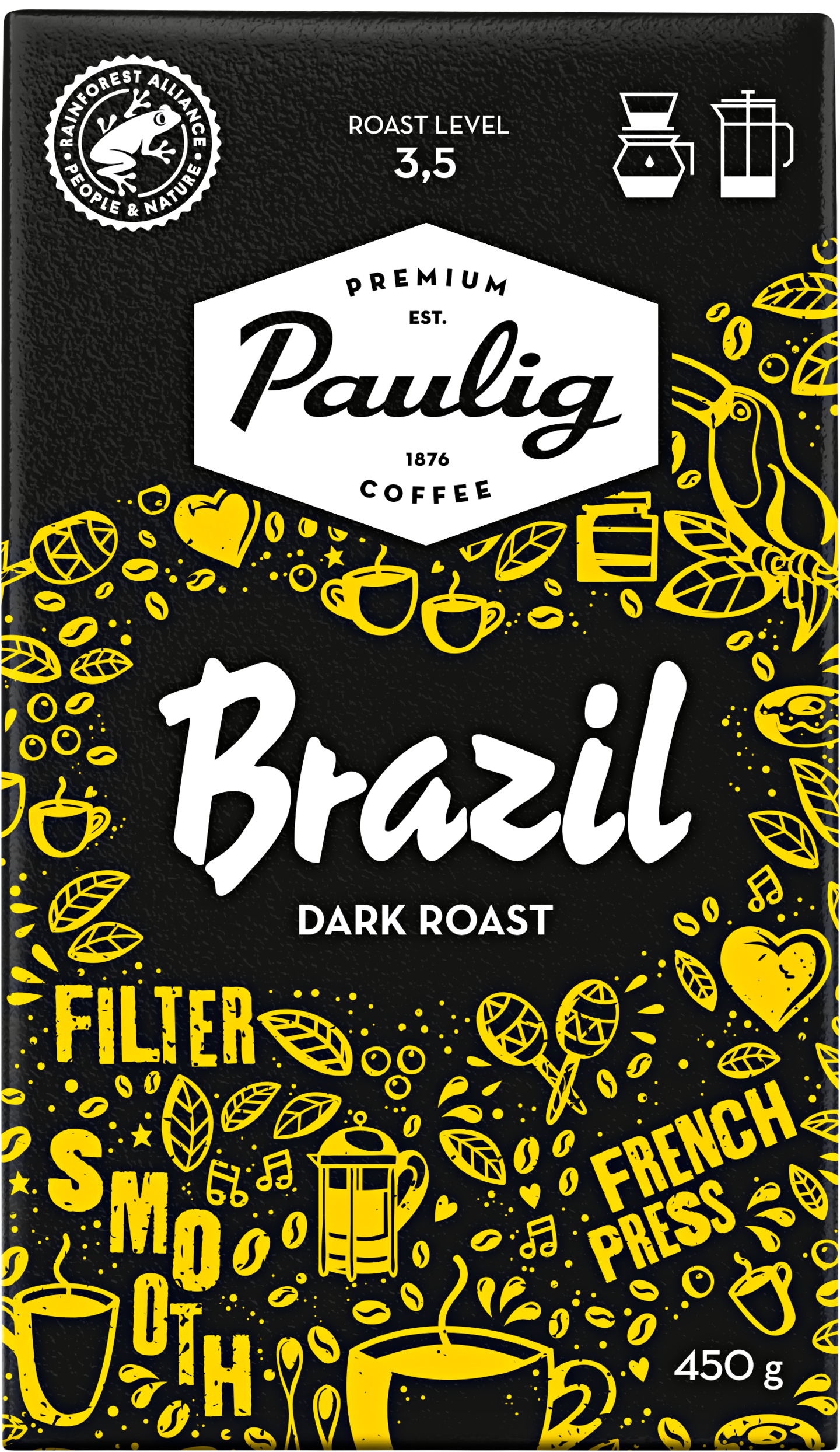 Brazil kahvi 450g tummapaahto RFA